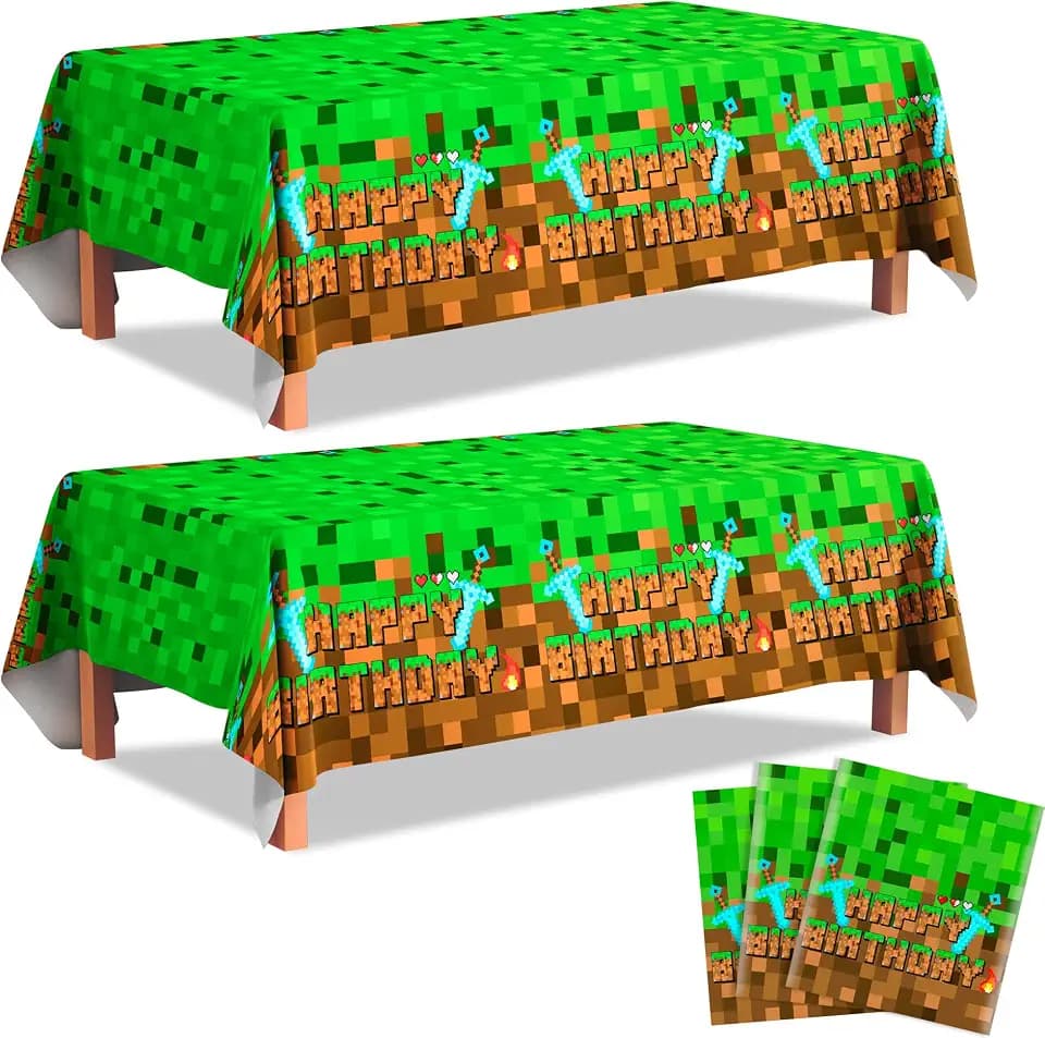 3pcs Pixel Party Tablecovers Pixel Gaming Party Tablecloths 106'' x 54''