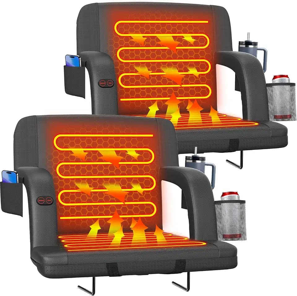 Suteck 25" 2 Pack Dual-Sided Heated Stadium Seats for Bleachers