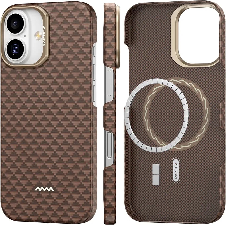 RAPTIC 2025 for iPhone 17 6.3 inch, Compatible with MagSafe, Non-Slip & Ultra Slim Light Case for 17 with Caseless Feeling, 1500D Aramid Fiber Textures, [Tactile Woven-Humble]