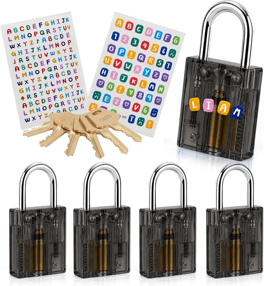 Transparent Padlock 5-Pack Keyed Alike Set
