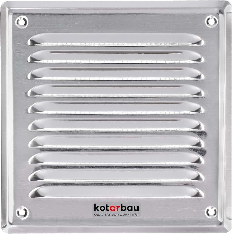 KOTARBAU® Lüftungsgitter - Quadratisch - 165 x 165 mm - Belüftungsgitter mit Insektenschutz - Lüftungsabdeckung - Abluftgitter für Kamin - Korrosionsbeständig - Edelstahl - Silber