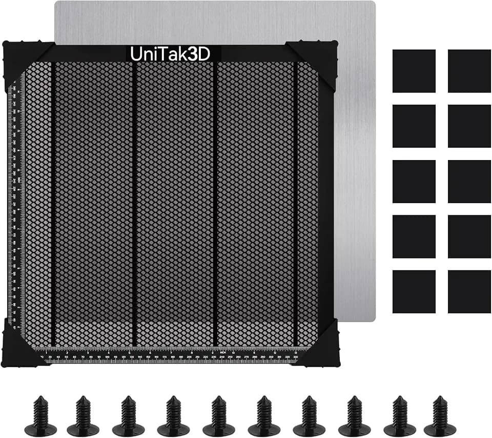 UniTak3D Honeycomb Wabentisch für Laser Graviermaschine 400x400mm for XTool D1/D1 Pro/S9/S10/S30 Pro/RAY5/Falcon 2 Engraver Desktop Protection with Aluminiumplatte Working Area 360x360mm