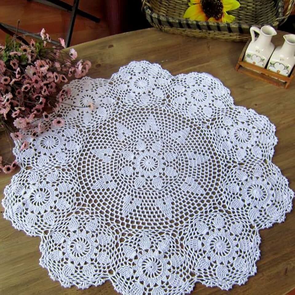 Laivigo New Handmade Crochet Lace Round Table Cloth Doilies Doily,27 Inch,White