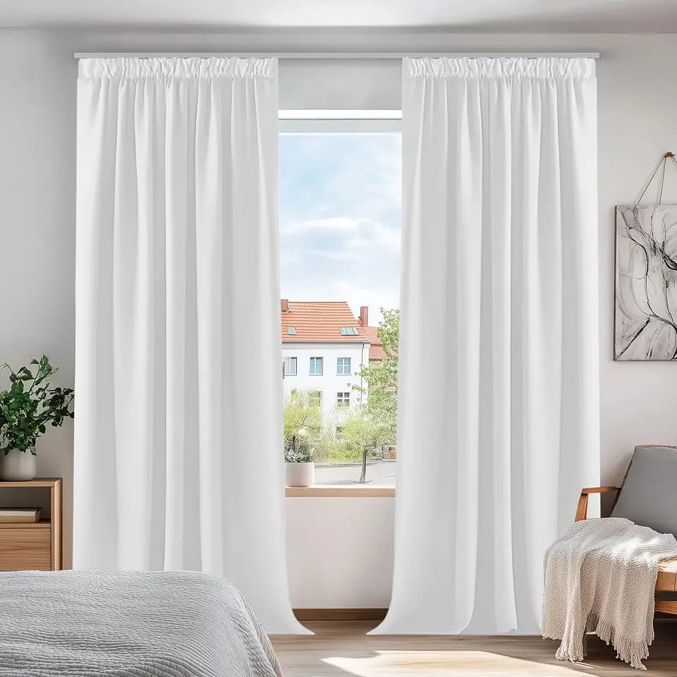Deconovo Vorhang Blickdicht Kräuselband Verdunklungsvorhänge Silber Grau