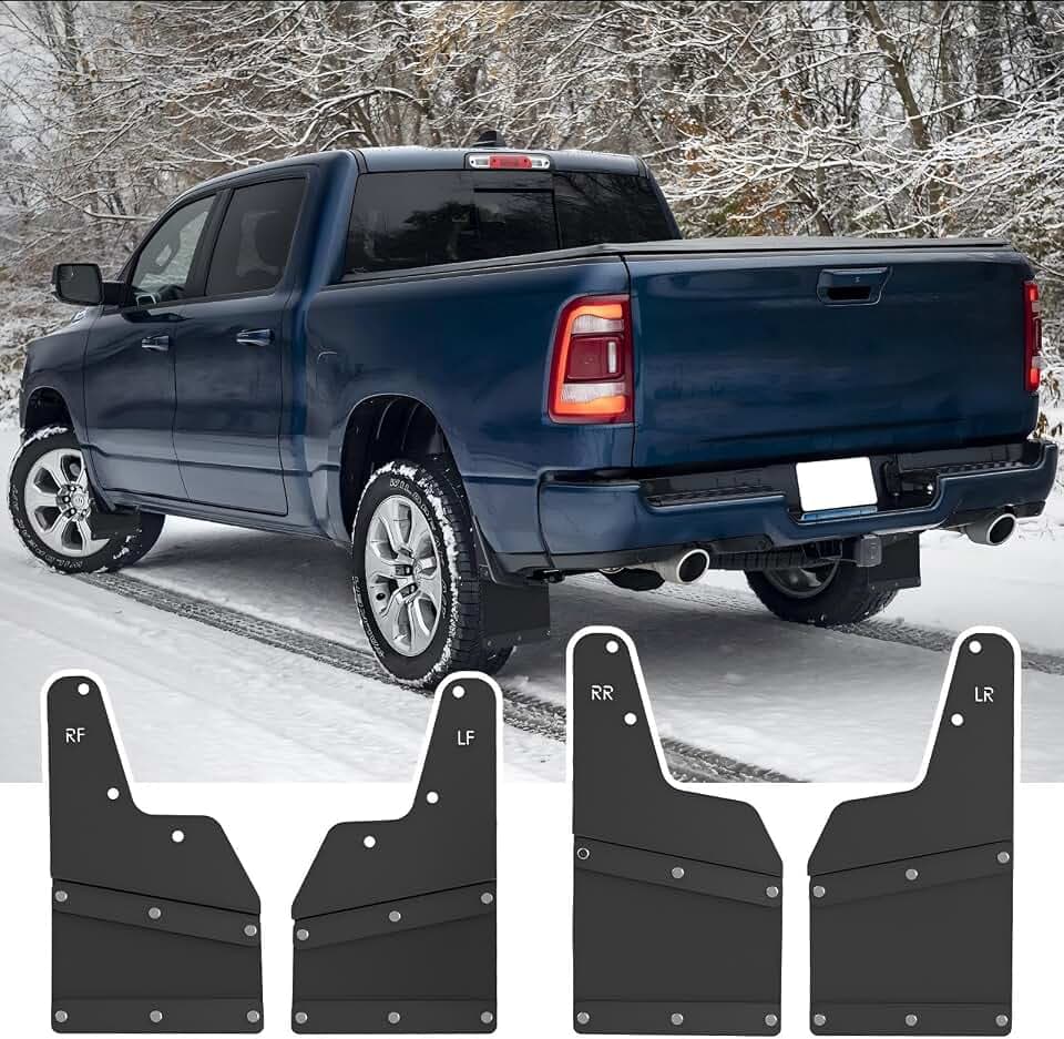 4 Pcs Set Heavy Duty Mud Flaps Compatible with 2019-2024 Dodge Ram 1500