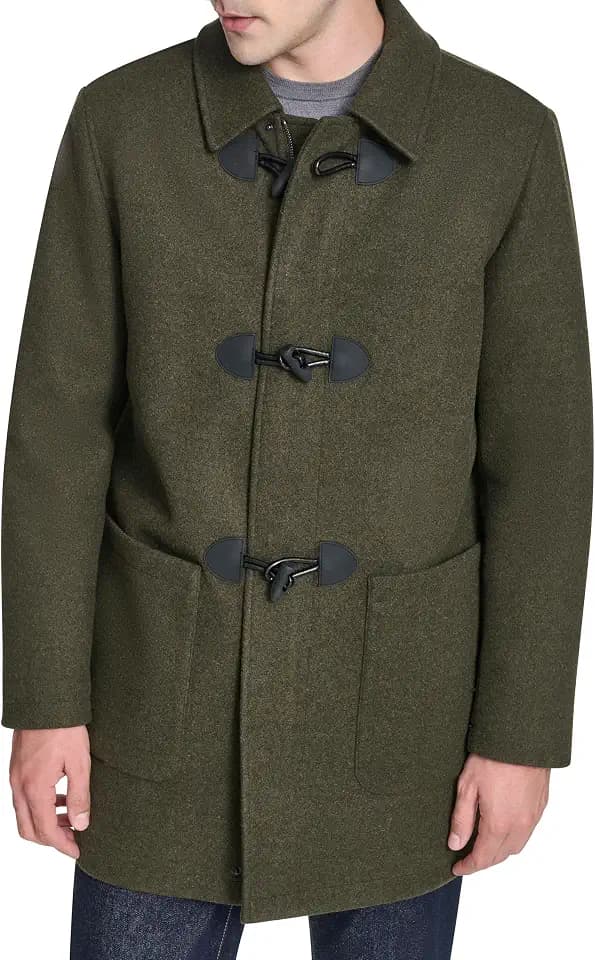 Cole Haan Men's Wool Fully Lined Stretch Duffle Coat