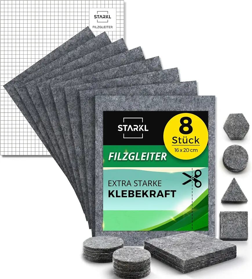 STARKL Filzgleiter selbstklebend zum Zuschneiden 16 x 20cm, 4mm, 8 Stück