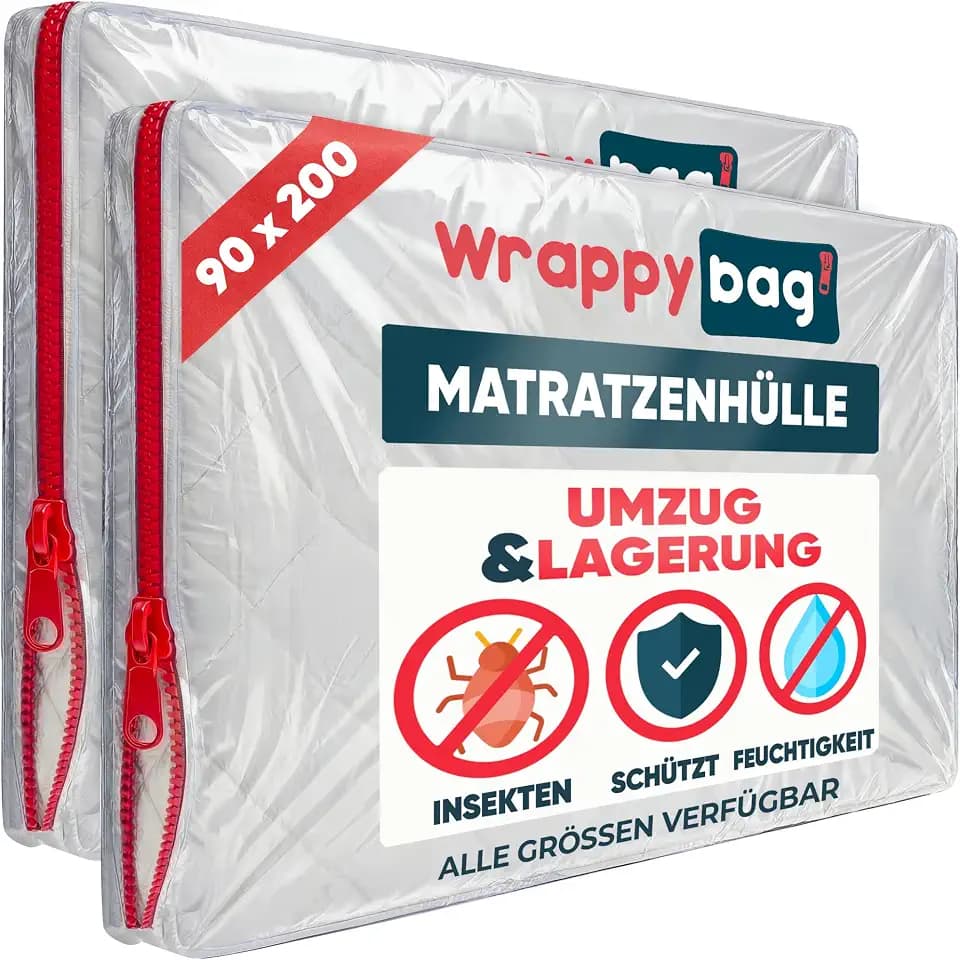 Wrappybag Matratzenhülle mit Reißverschluss - Umzug 2er Set 90x200