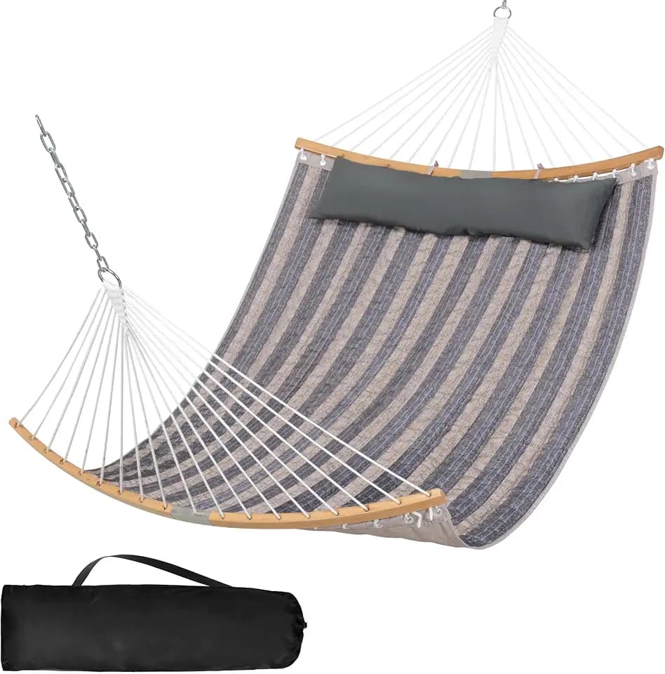 SUNCREAT Hammocks Portable Double Hammock with Curved Spreader Bar