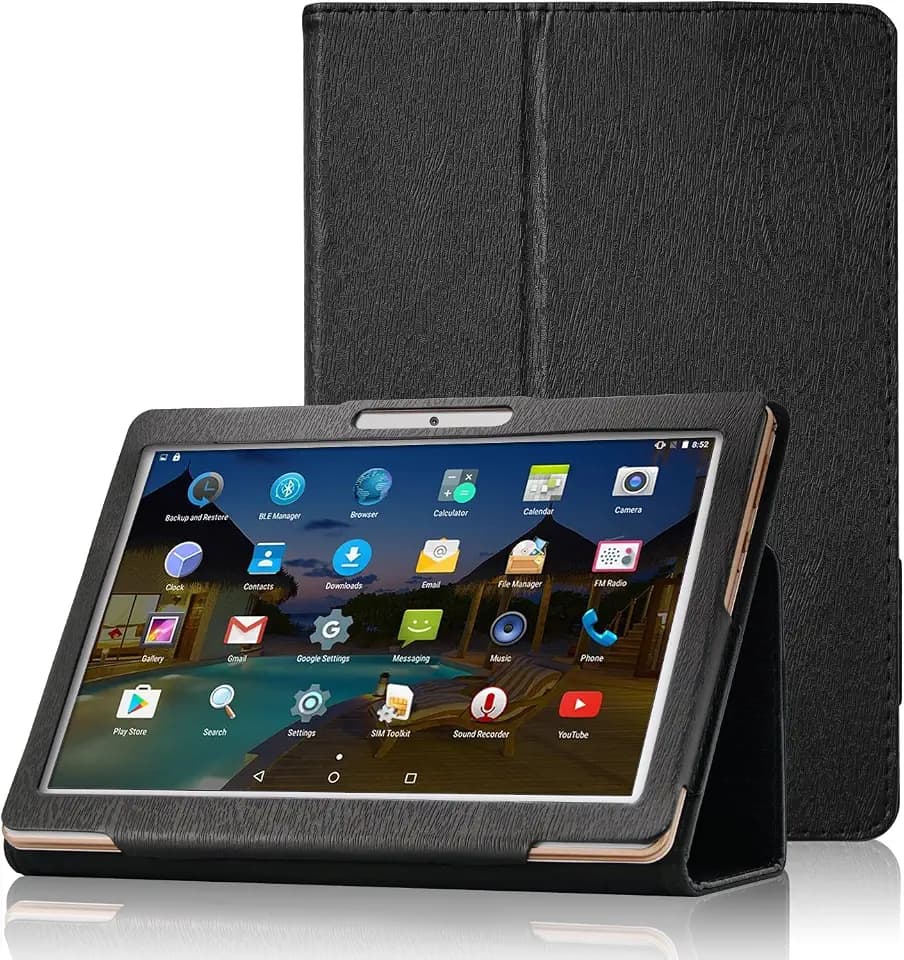 XIDO Slim Folio Hülle Case Tasche für Yuntab K17 K107, ACEPAD A140 A121 A101, Artizlee ATL-31 ATL-21X, XIDO Z120/3G X110/3G X111(with Flash), BEISTA, LNMBBS, Anteck, Cewaal, Schwarz