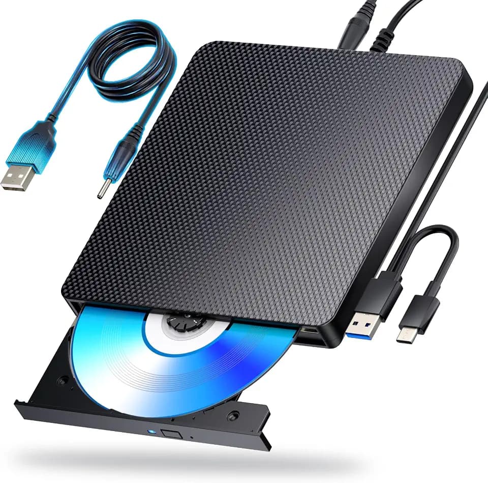 External Blu ray Drives Player Read/Write Compatible Bluray Burner USB 3.0 / Type-C BD/DVD/CD Burner Blu ray Player for pc, Windows 7-11 & Mac（Black）