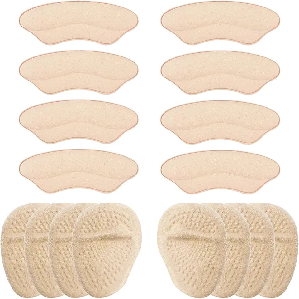 MasterMo Heel Grips Liner Cushions Inserts for Loose Shoes, Heel Pads Snugs for Shoe Too Big Men Women, Filler Improved Shoe Fit and Comfort, Stop Heel Slip and Blister (Beige, 8 + 8)