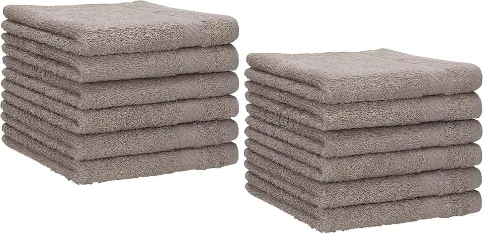 Betz Palermo Gästehandtücher Set 12-teilig – 12× Gästehandtuch 30×50 cm, 100% Baumwolle 360 g/m², weich & saugstark, Oeko-TEX® Farbe Stone
