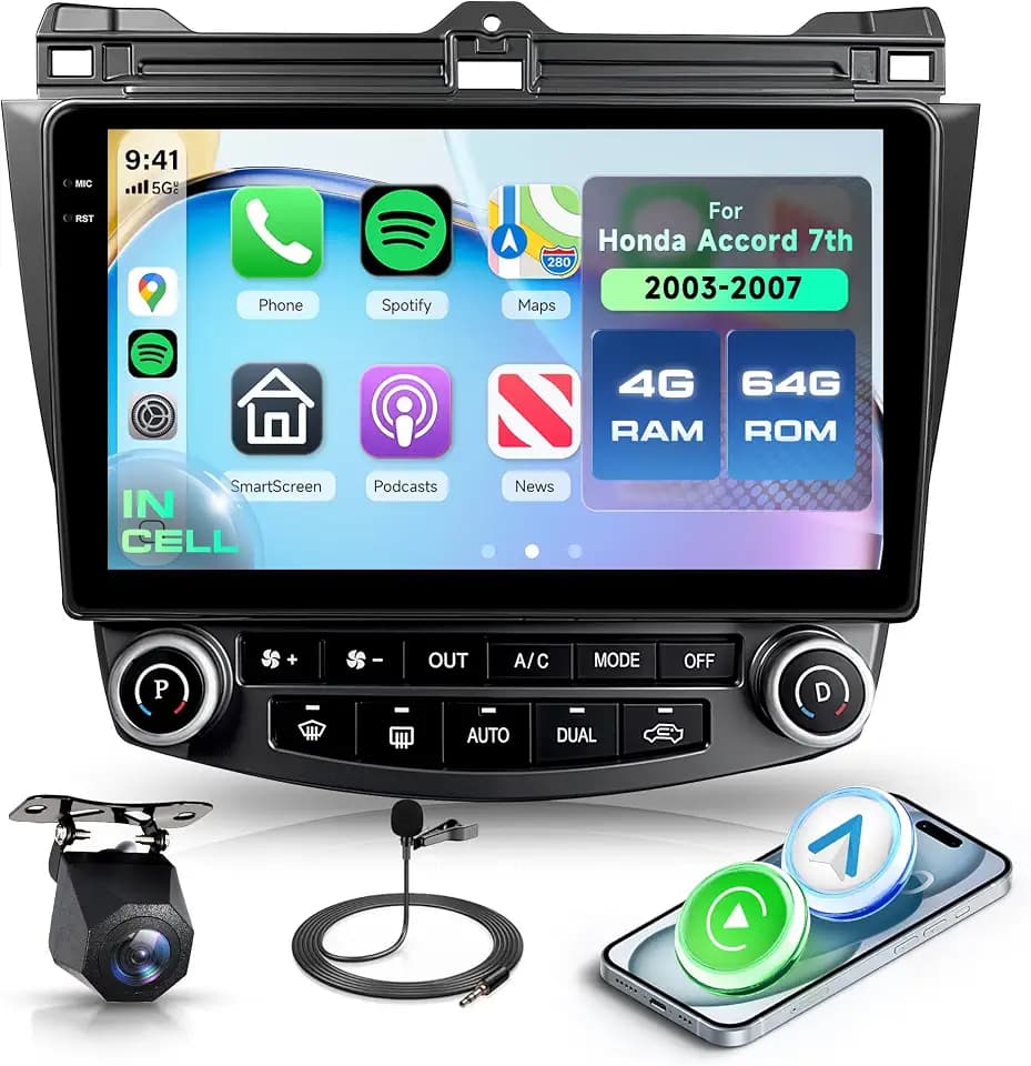 Rimoody 4G+64G Android Car Stereo for Honda Accord 7th 2003-2007, 5GHz WiFi
