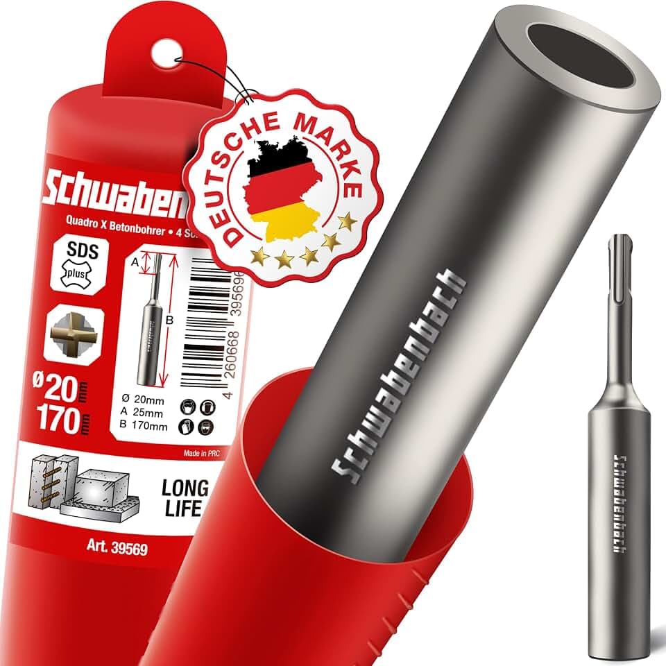 SCHWABENBACH® SDS PLUS Erdnageleintreiber 170 x Ø 25 mm – Ideal zum Einstecken von Tiefenerdern Innen-Ø 20.5 mm - Perfekt für Erdungsspieße und Erdverankerungen