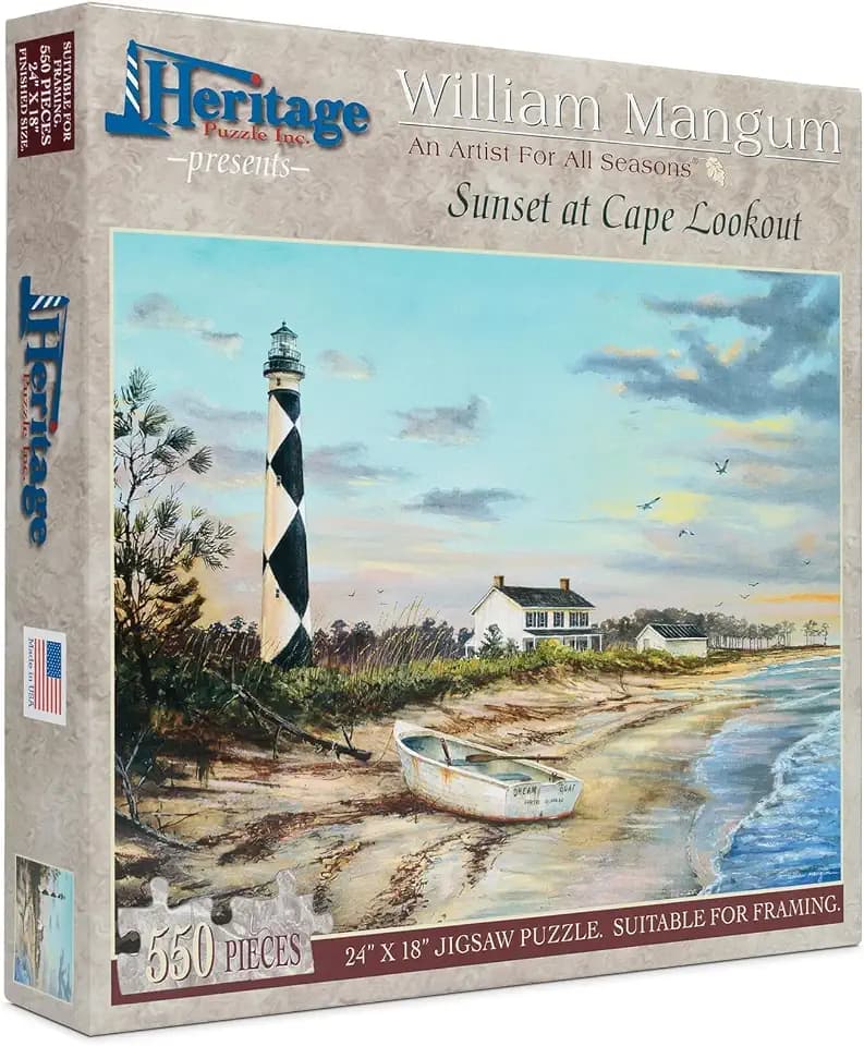 Heritage Puzzle Sunset at Cape Lookout by William Mangum 550 Pieces