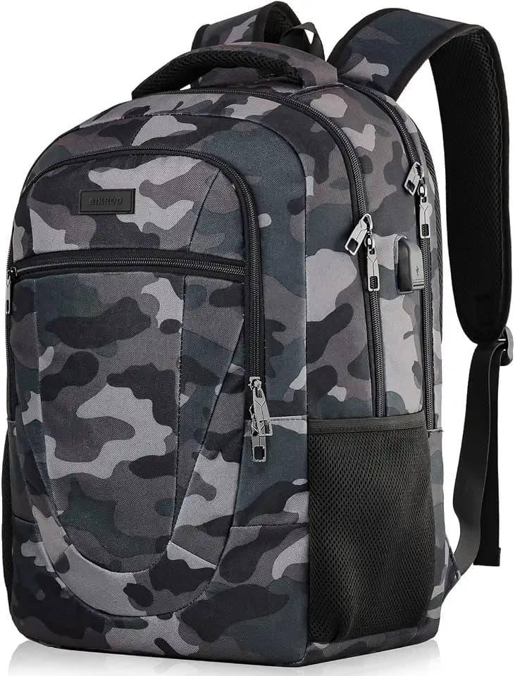 BIKROD Rucksack Herren und Damen, Schulrucksack Jungen Mädchen Teenager, Wasserdicht Rucksack | 17.3 Zoll Laptoptasche mit USB Ladeanschluss | Arbeit Reisen Wandern Backpack mit Anti Diebstahl Tasche