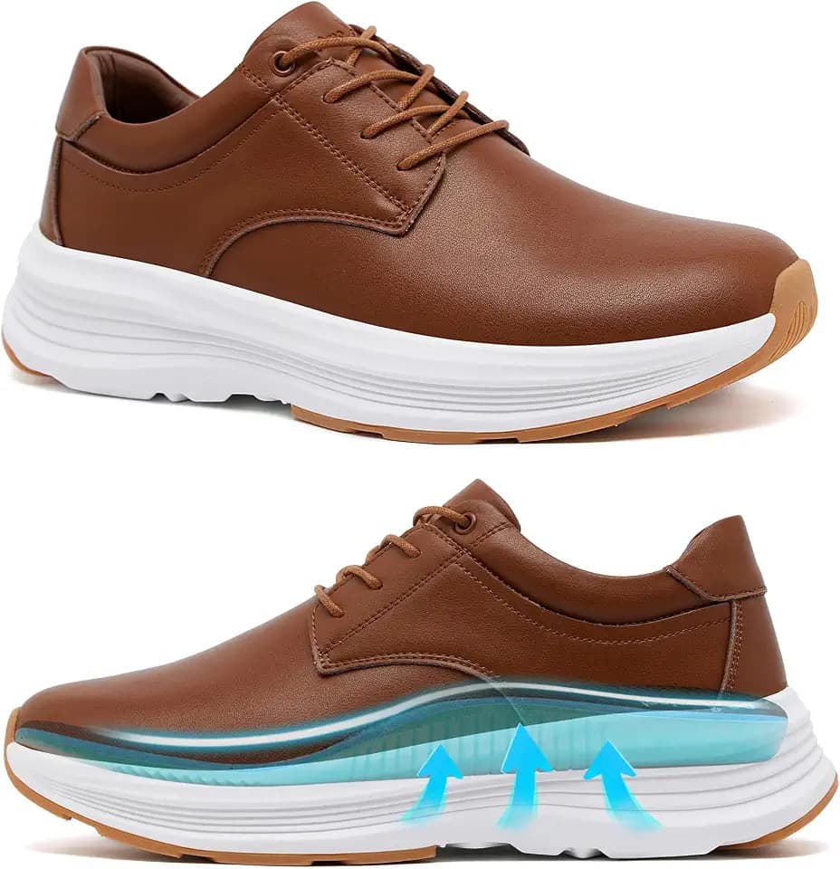 Men's Orthopedic Walking Dress Shoes - Comfortable Arch Support Plantar Fasciitis Classic Formal Leather Oxford - Casual Classic Flat Feet Orthotics Sneakers for Foot and Heel Pain Relief