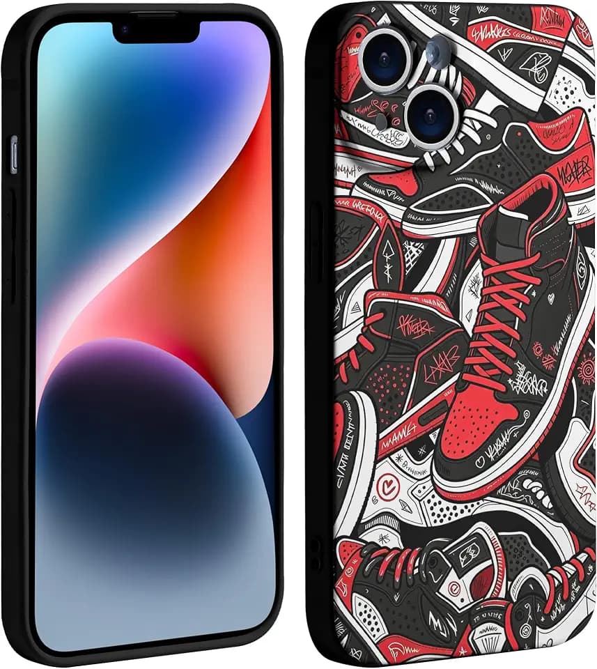 Cool Phone Case for iPhone 15 Plus Case for Boys Men Drop-Resistant Lens Protection Shockproof Basketball Sneaker Street Design Cases Compatible with iPhone 15 Plus