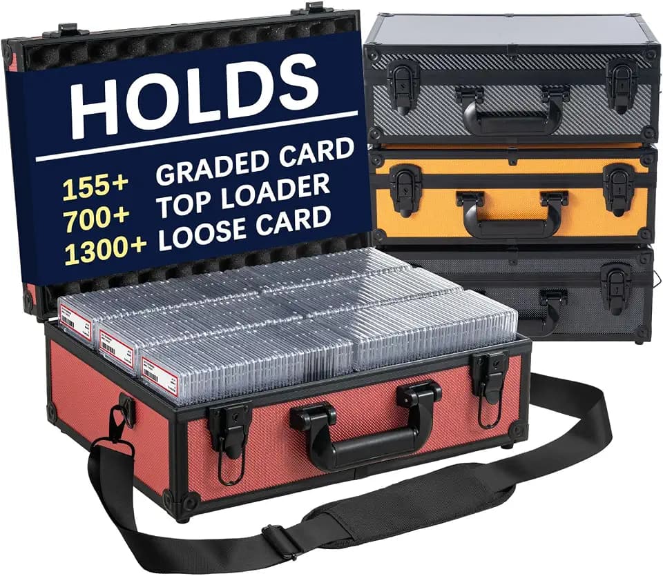Graded Card Storage Box – Holds 155+ Graded Cards or 700+ Top Loaders - Aluminum Alloy Trading Cards Case, Sports Card Storage Box with Lock, Fits PSA, CSG, BGS (XL Red)