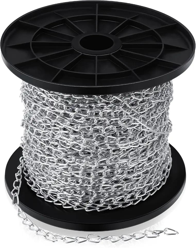 Yaocom 500 ft 1.3mm Silver Jack Chain for Hanging Metal Link Chain Roll