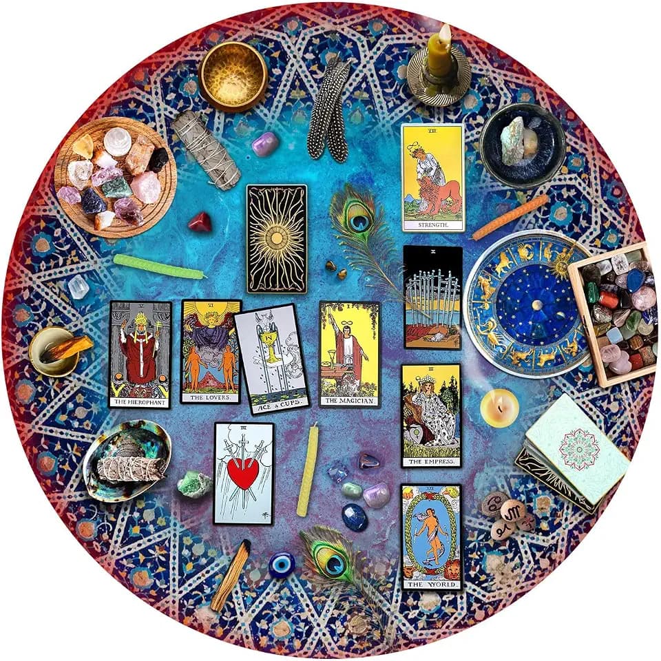 Springbok Tarot Crystal Magic 500 Piece Round Puzzle for Adults - Enjoy The Mystery and Magic of Our Tarot Table