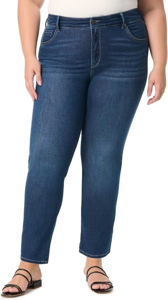 Gloria Vanderbilt Women's Tummy Sculpt Front Zip Straight Leg Jean Plus