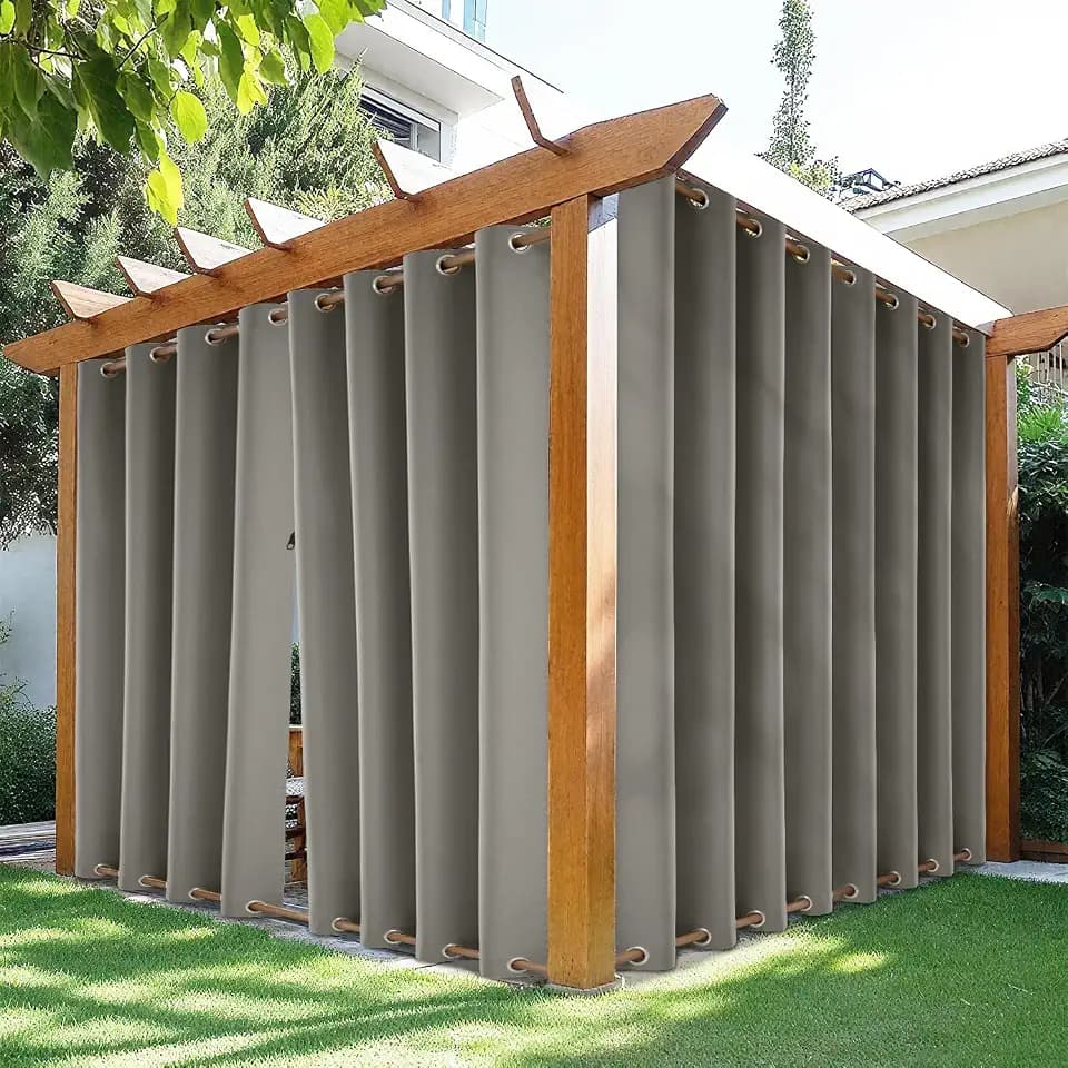 HDCAXKJ Waterproof Outdoor Curtains for Patio with Zipper Extra Long Top & Bottom Grommet Thermal Privacy Drapes 2 Panels Gazebo Outside Blackout Curtains for Porch Pergola, 54" W x 120" L, Gray