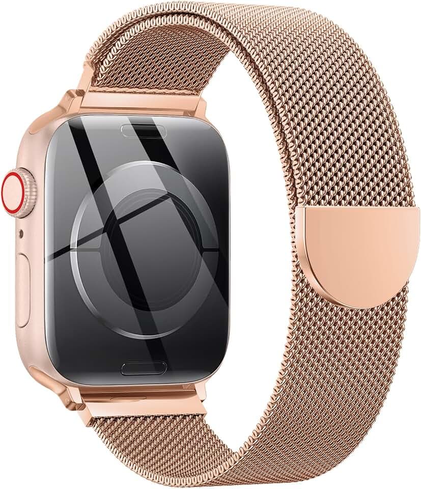 OULUOQI Edelstahl Milanaise Armband für Apple Watch 40mm 42mm 41mm 38mm