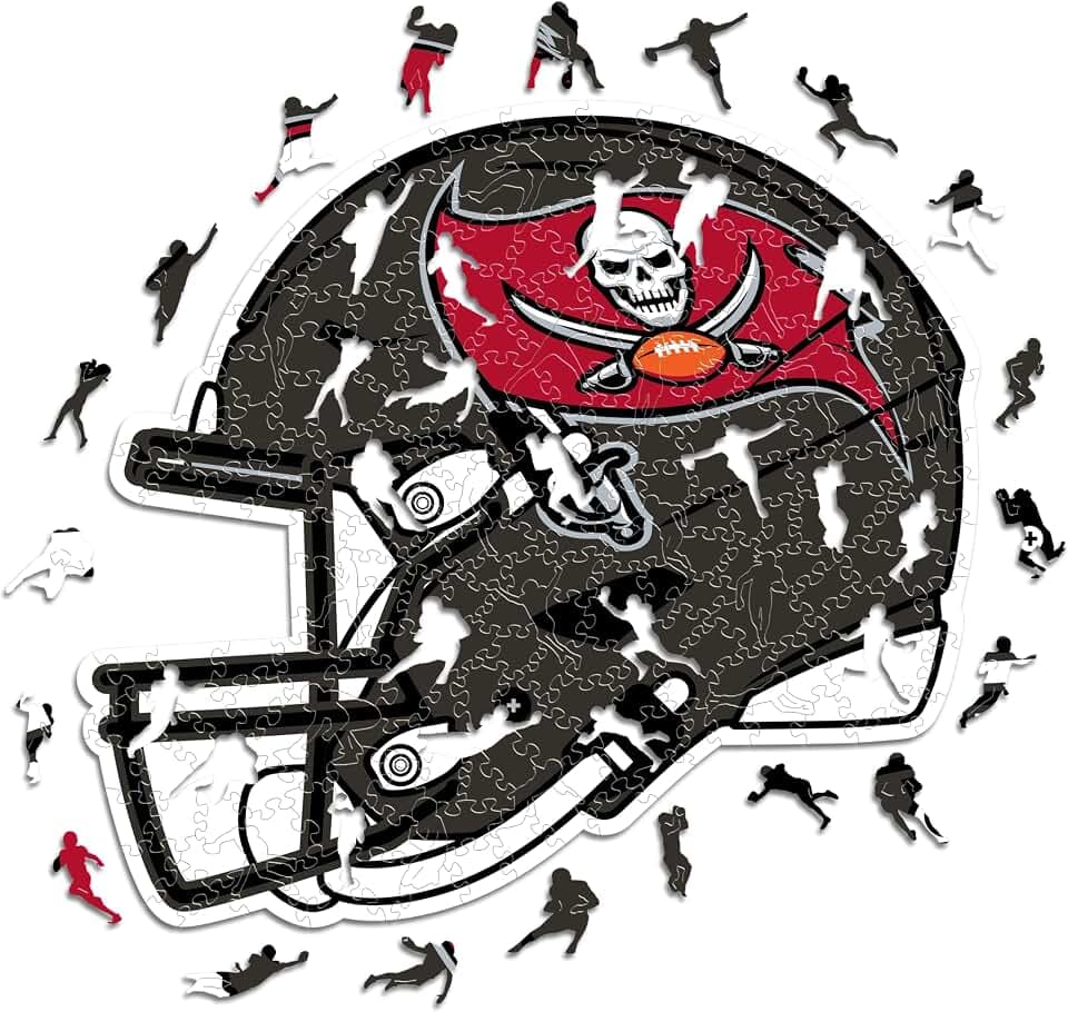 Iconic Puzzles – Helm Tampa Bay Buccaneers, offiziell Lizenziertes NFL-Holzpuzzle, 100% nachhaltig, Geschenk für Erwachsene und Kinder, Größe L, 500 Teile