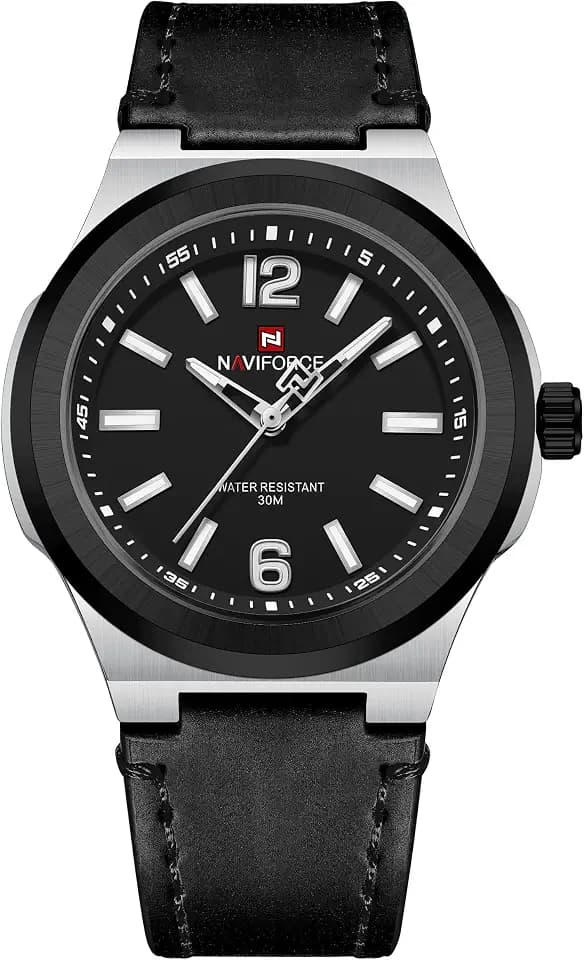Men's Rugged Leather Strap Watch for Daily, Outdoor & Business, Quartz Movement, 30M Water Resistant, Multiple Color Options