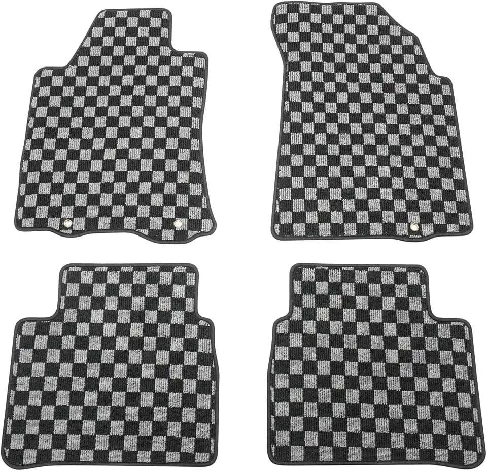 Fit 2013-2018 Nissan Altima Sedan 4-Door Car Floor Mats Black Gray Plaid