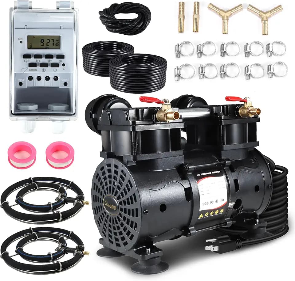 Goldlife A3 Pond Aerator, Pond Pumps for Large Outdoor Ponds/Lakes 1HP 7CFM