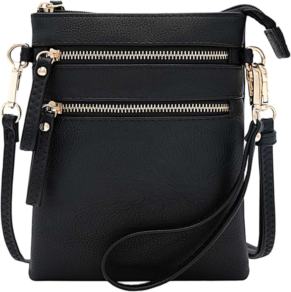 Solene Small Crossbody Bag for Women, Multi Zip Pockets with Detachable Wristlet, Lightweight Travel Purse, Cell Phone Pouch