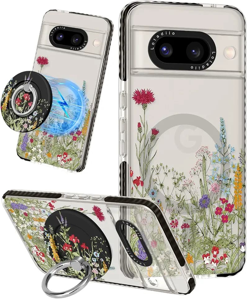 Lotadilo for Google Pixel 8A Case for Women, Flower Grass