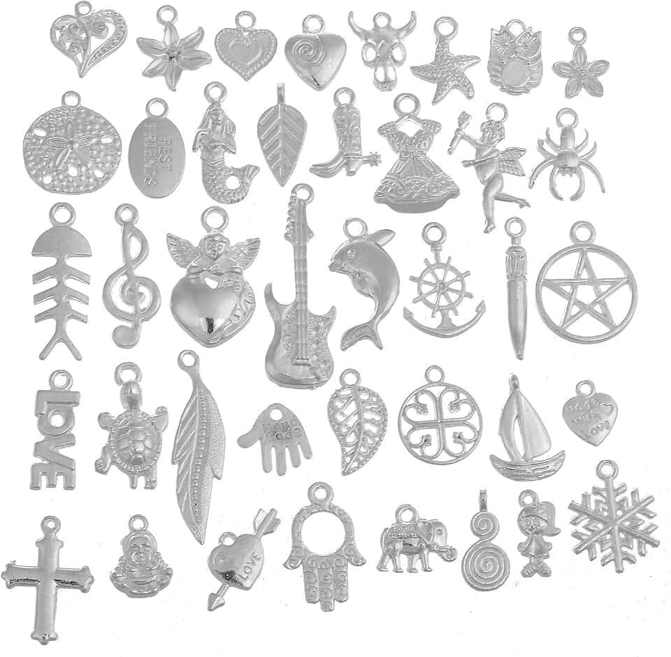 RUBYCA 160Pcs Wholesale Lot Tibetan Mix Pendant Charm White Silver Plated Metal Jewelry Making Mix7