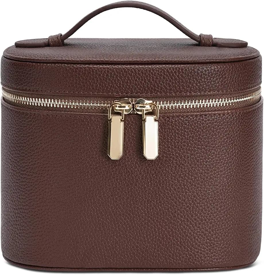 honitty Makeup Bag, Travel Make up Case with Compartments and Handle, Portable Cosmetic Organizer Bags,Toiletry Bag for Women