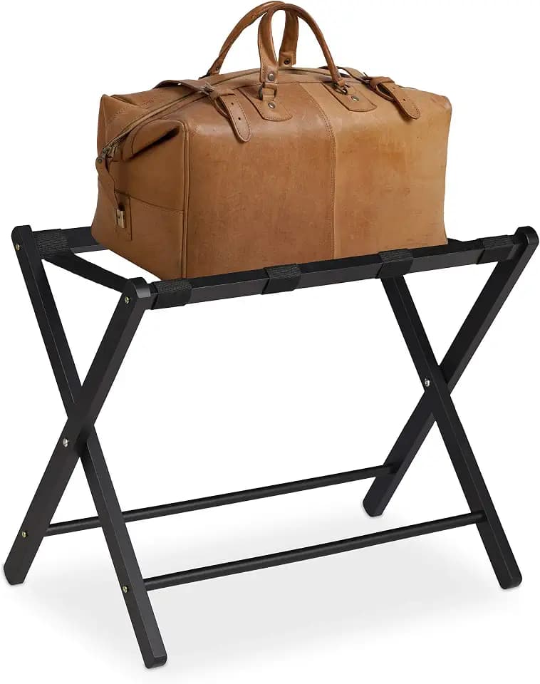 Relaxdays Kofferständer klappbar, Kofferablage, HBT: 54,5 x 66 x 44 cm, Holz, Kofferhocker für Hotel & Zuhause, Farbwahl