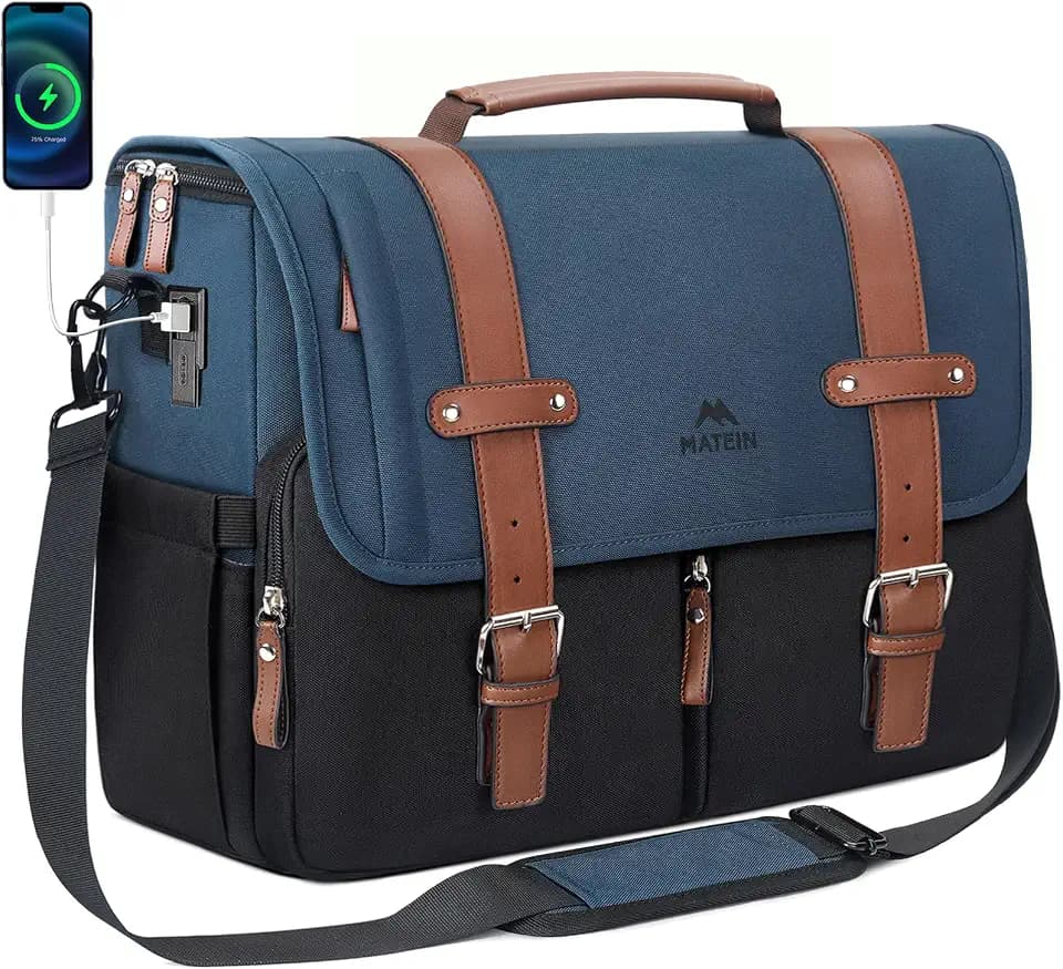 MATEIN Laptop Messenger Bag for Men, Shoulder Bag with USB Charging Port
