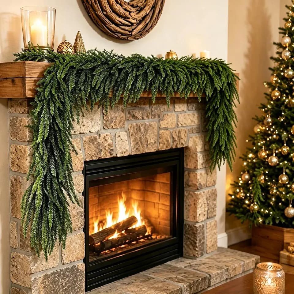9FT Artificial Norfolk Pine Garland, Real Touch Greenery Christmas Garlands