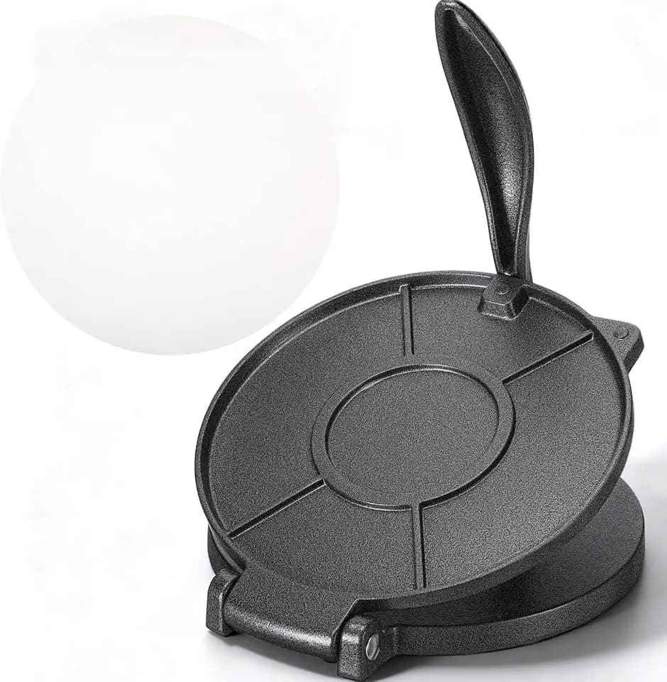 Teenyyou 8 Inch Cast Iron Tortilla Press with 200 Parchment Paper Sheets