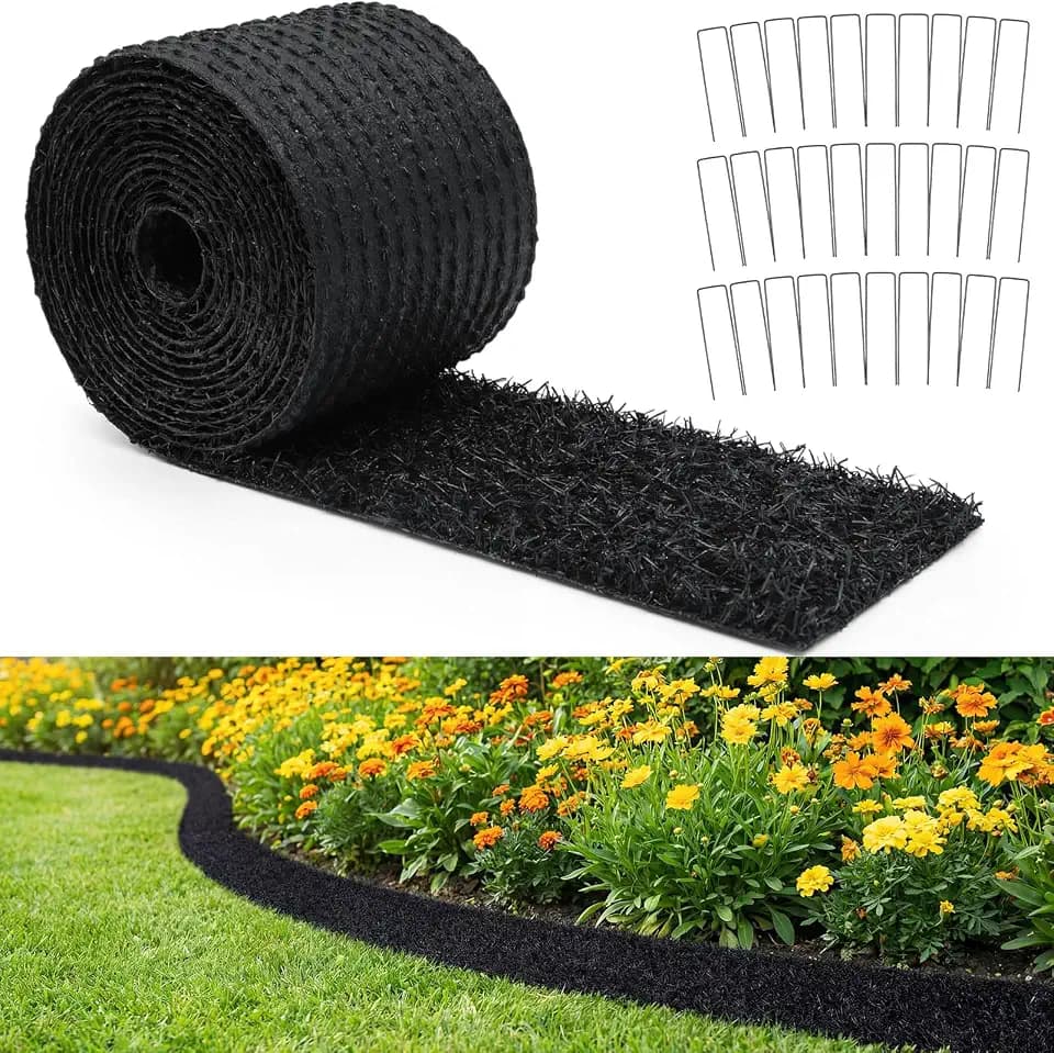Nuanchu 5.5 in x 20 ft Recycled Rubber Walkway, Black Rubber Mulch Mat Roll