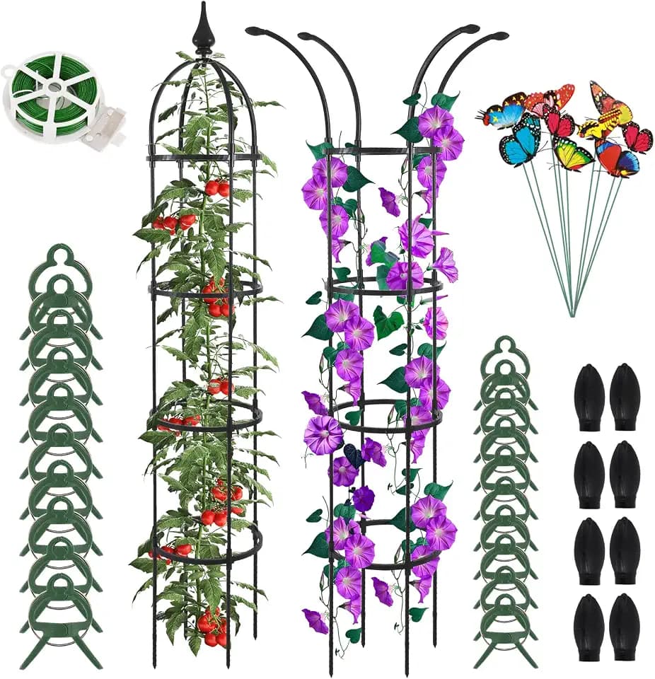 WellSign 2Pack 6.6ft Obelisk Trellis for Climbing Plants Outdoor Indoor