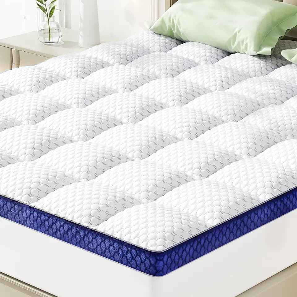 BEDELITE Twin Mattress Topper, Pillow Top Mattress Pad Bed Cover 2 Inch