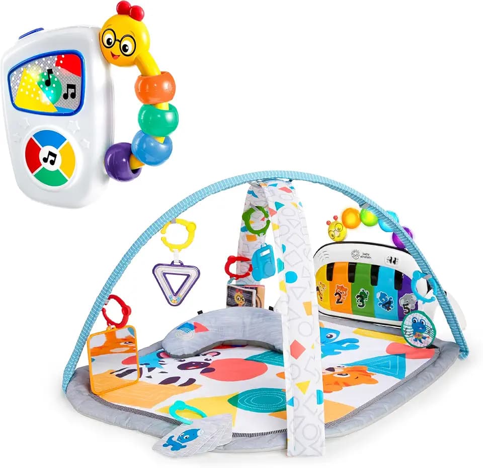 Baby Einstein Kickin Tunes 5-in-1 Bundle, Music & Language Discovery Gym & Take Along Musical Baby Toy, for Ages 0 Months and Up