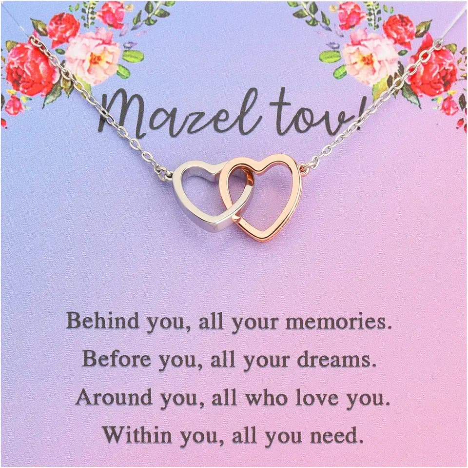 FEELMEM Bat Mitzvah Gifts for Girls Mazel Tov Congratulations Necklace Behind You All Your Memories Love Heart Gift