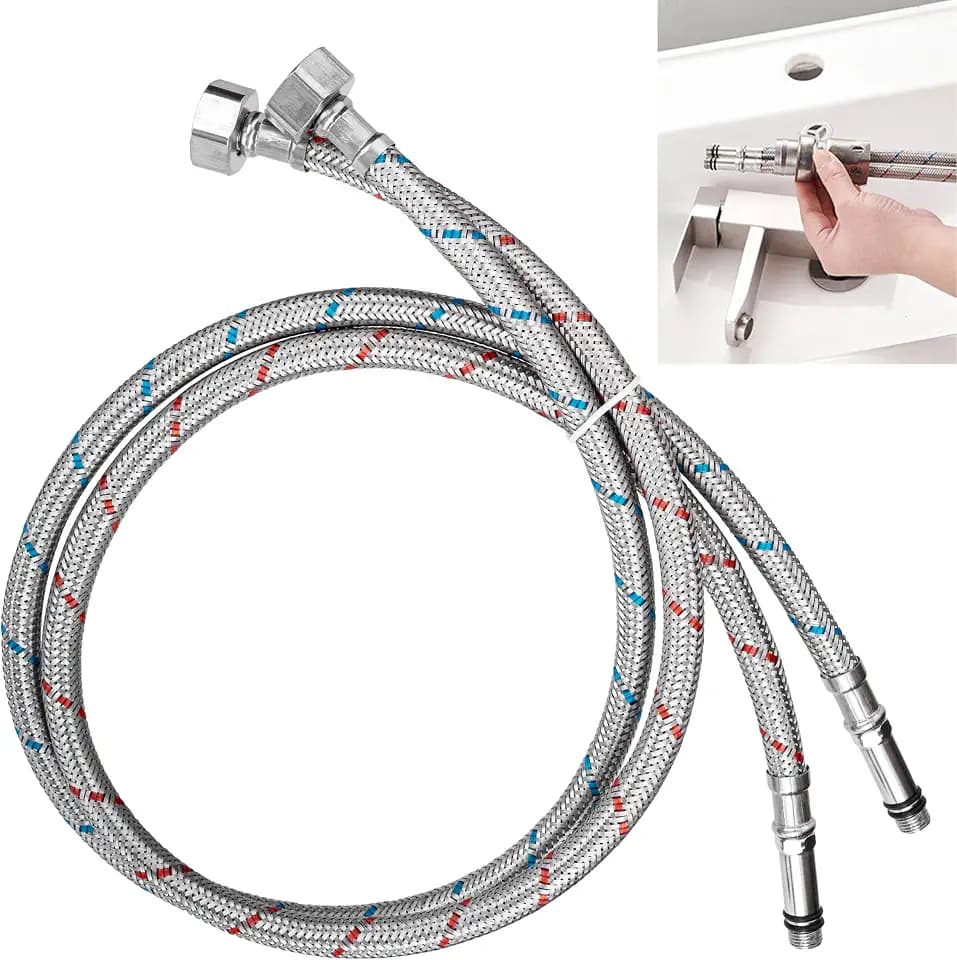 Flexschlauch 1/2 zoll, 2 Stück Armatur G1/2 x M10 Wasserhahn Schlauch Verlängerung, Edelstahl Geflochtener Anschlussschlauch, Panzerschlauch 80cm, Flexschlauch Verlängerung für Mischbatterie