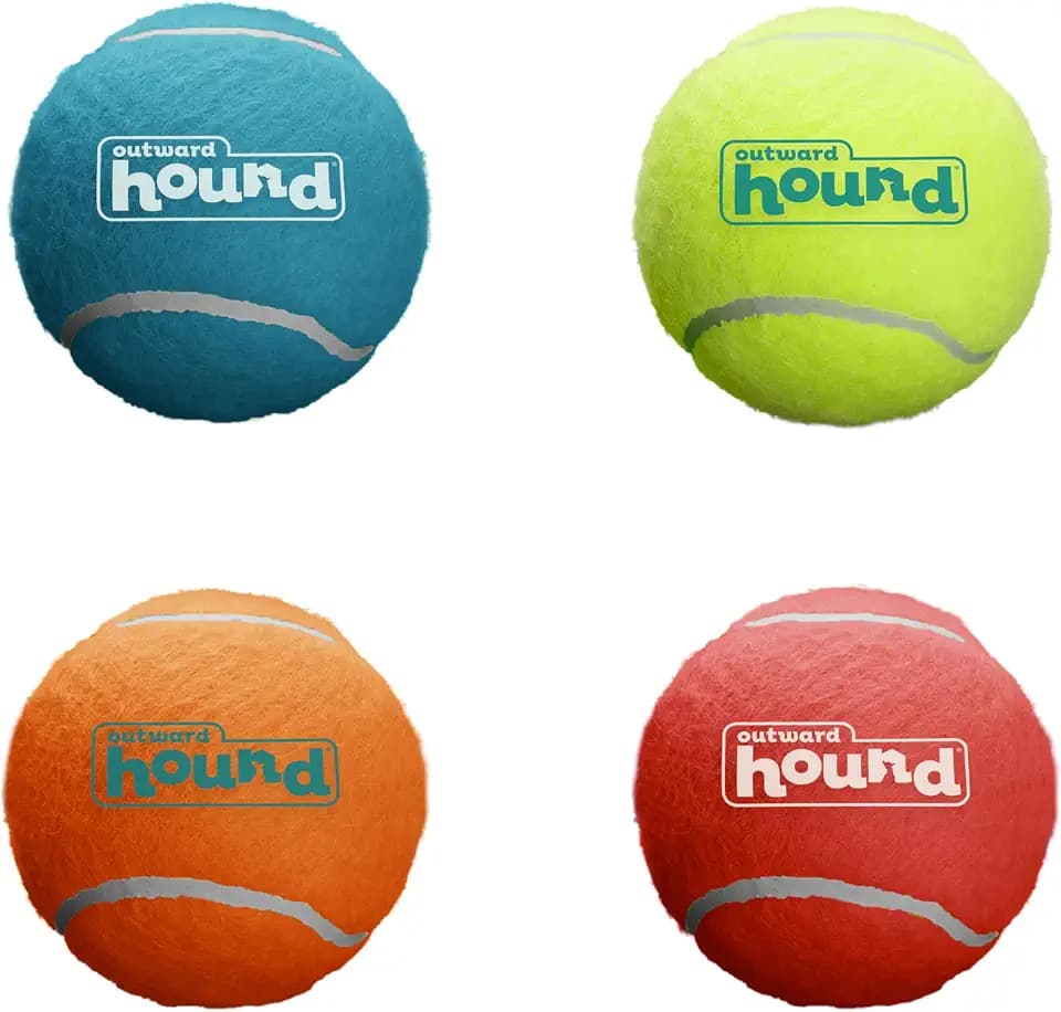 Outward Hound Squeaker Ballz Tennis Ball Dog Toy, Small, 2", 4‑Pack
