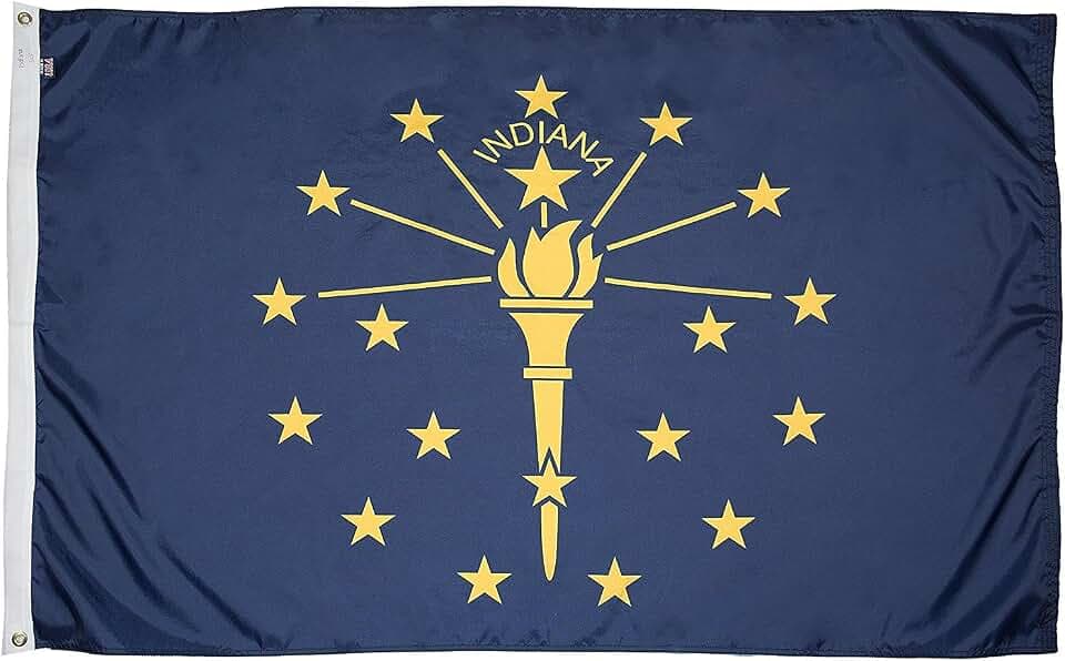 Indiana State Flag, 200D Nylon, FMAA Certified Made in USA - 5x8 ft