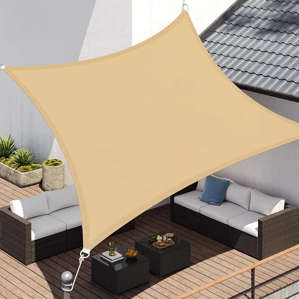 SONGMICS Sonnensegel 3 x 5 m, PES Polyester, wasserfest, UV-Schutz 93%